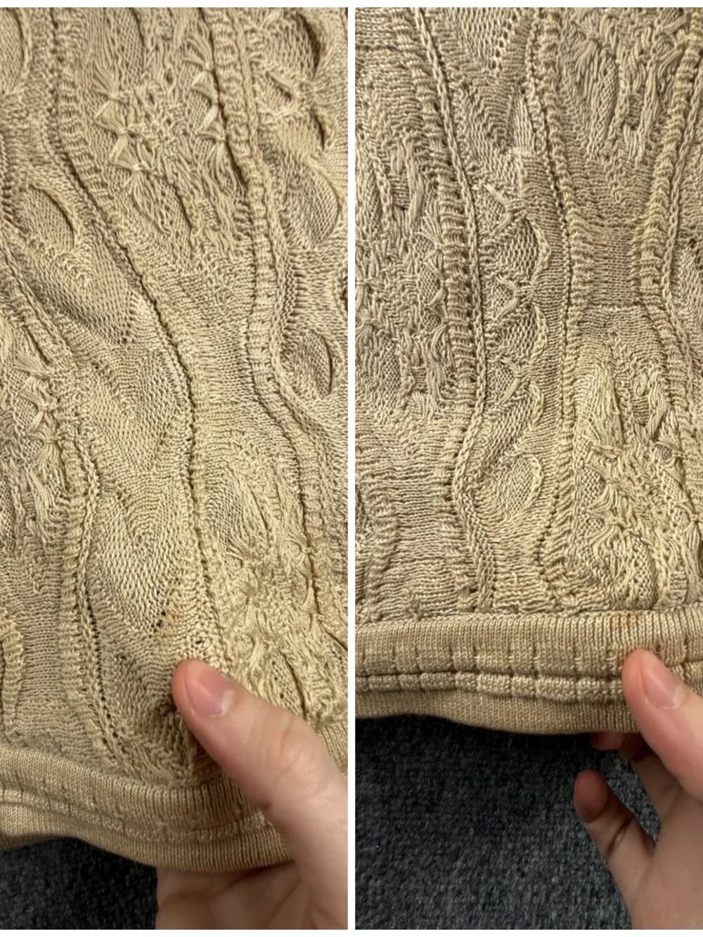 Coogi Basics Australia Made Sweater Men Knit 3D Large Beige Pullover Crew Neck